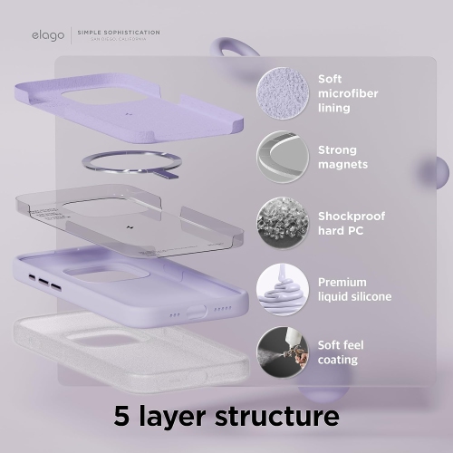 elago Magnetic Silicone Case Compatible with iPhone 15 Pro Case 6.1 Inch Compatible with All MagSafe Accessories - Built-in Magnets, Soft Grip