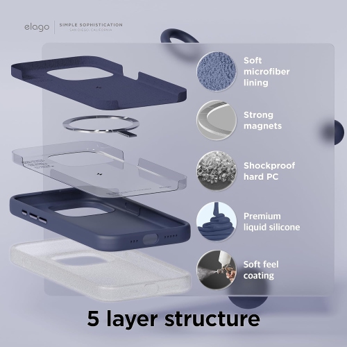 Étui en silicone magnétique elago compatible avec l'étui iPhone 15 Pro de 6,1 po compatible avec tous les accessoires MagSafe - aimants intégrés,