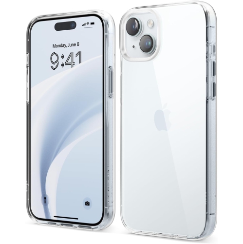 Image 1 of 9.. elago Hybrid Clear Case Compatible with iPhone 15 Plus Case- 6.7 inch -Military Grade Drop Protection, PC + TPU Hybrid Technology, Reduced Yellowing,