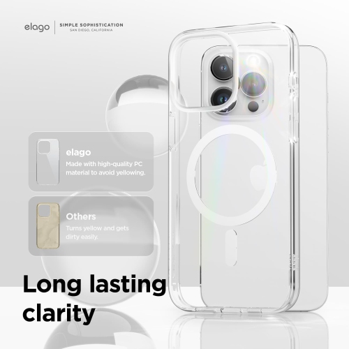 elago Magnetic Hybrid Clear Case Compatible with iPhone 15 Pro Max Case, Compatible with MagSafe, 6.7 inch, US Military Grade Drop Protection, PC +