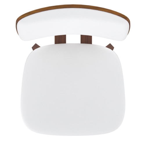 Cosmic Homes Dining Chair in White Faux Leather and Walnut, Side Chair, Mid-Century Walnut Dining Chair