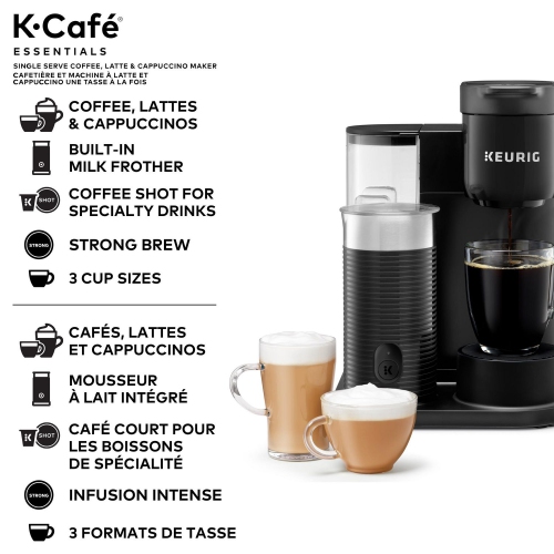 Keurig K-Cafe Essentials Single Serve K-Cup Pod Coffee Maker, Latte Maker and Cappucino Maker