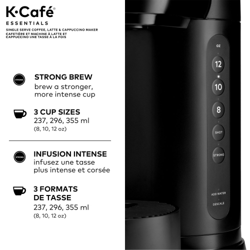 Keurig K-Cafe Essentials Single Serve K-Cup Pod Coffee Maker, Latte Maker and Cappucino Maker