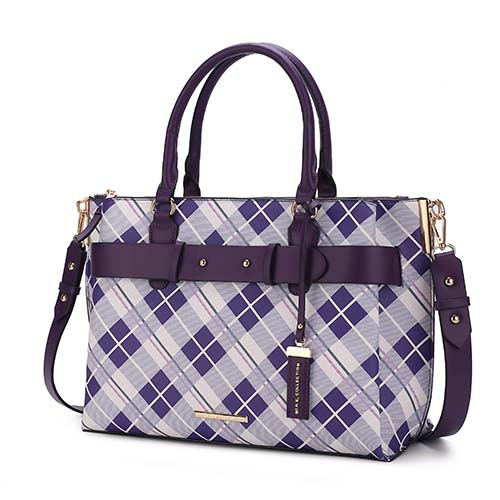 MKF Collection Vivian Plaid Pattern Vegan Leather Women’s Satchel Bag by Mia K