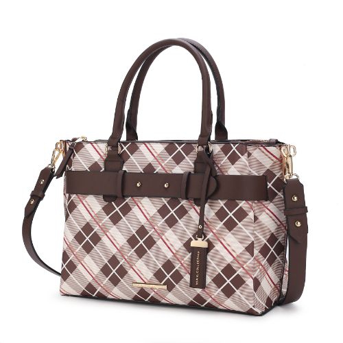 MKF Collection Vivian Plaid Pattern Vegan Leather Women’s Satchel Bag by Mia K