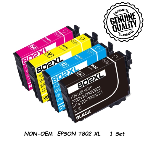 [Nouvelle puce] Cartouche d'encre de remplacement compatible 1 pour Epson T802 802XL t802xl à utiliser avec WorkForce Pro EC-4020 EC-4030 EC-4040