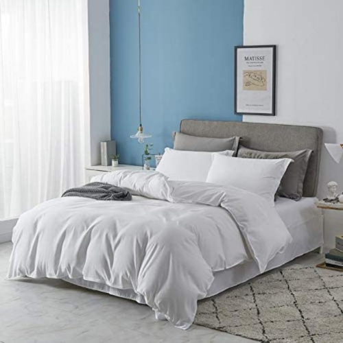 Apex Global White Twin Plain duvet cover