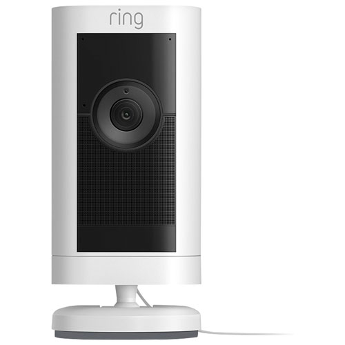 Ring Stick Up Cam Pro Plug-In Indoor/Outdoor 1080p Full HD Security Camera with Colour Night Vision - White