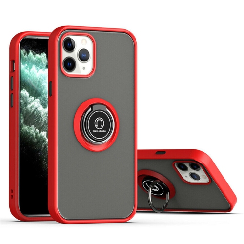 【CSmart】 Rubberized Hybrid Magnetic Kickstand Case with Ring Holder for iPhone 15 Pro, Red