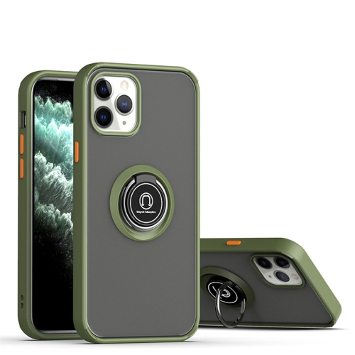 【CSmart】 Rubberized Hybrid Magnetic Kickstand Case with Ring Holder for iPhone 15 Pro, Army Green