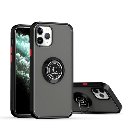 【CSmart】 Rubberized Hybrid Magnetic Kickstand Case with Ring Holder for iPhone 15 Pro, Black / Red