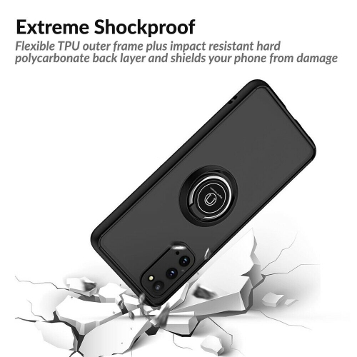 【CSmart】 Rubberized Hybrid Magnetic Kickstand Case with Ring Holder for iPhone 15 Pro, Black / Red