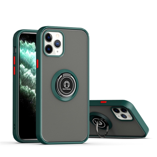 【CSmart】 Rubberized Hybrid Magnetic Kickstand Case with Ring Holder for iPhone 15 Pro Max, Midnight Green