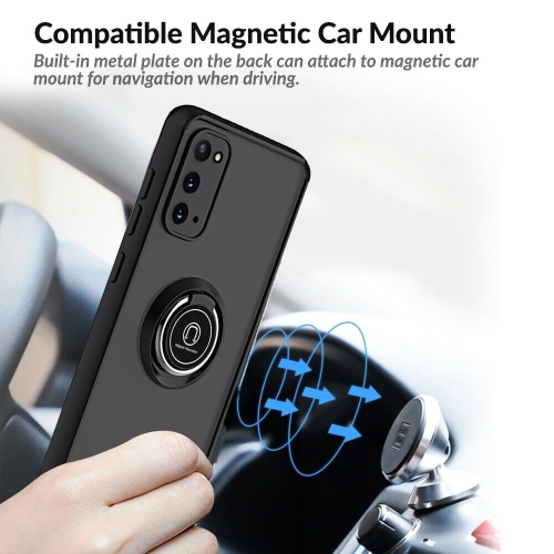 [CSmart] Étui hybride avec béquille magnétique en caoutchouc avec support à anneau pour iPhone 15 Pro Max, noir