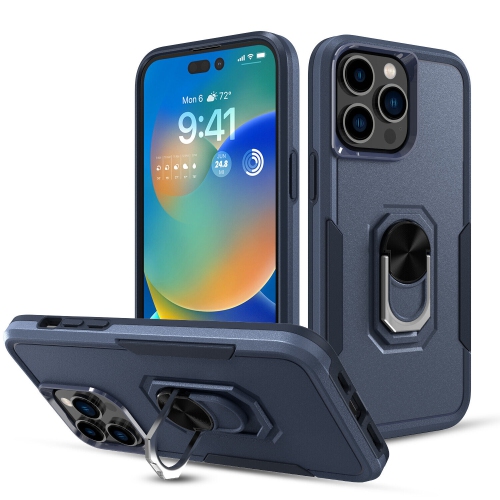 [CSmart] Étui magnétique robuste à deux couches avec support à anneau pour iPhone 15 Pro Max, bleu marine