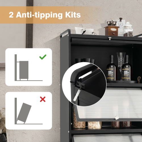 Topbuy 5-Tier Microwave Stand Kitchen Baker's Rack with Wheels Rolling Storage Cabinet with Double Anti-toppling Device