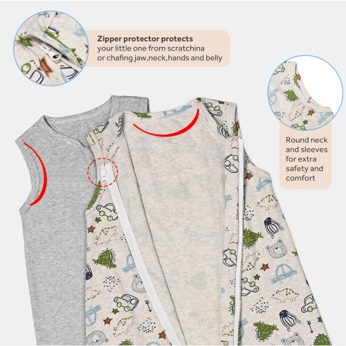 Paquet de 2 couvertures à emmailloter de 0,5 tog, couvertures prêt-à-porter avec fermeture à glissière pour répondre aux besoins de croissance de