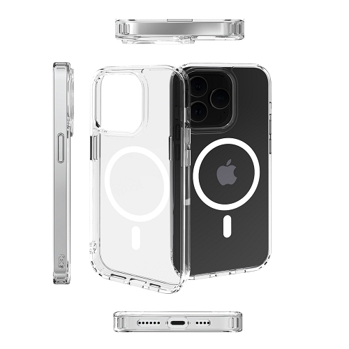 TopSave Hybrid Magnetic Case Compatible with MagSafe, Protective, Scratch-Resistant Back, Classic Series, Clear For iPhone 15 Pro