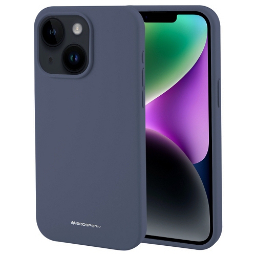 GOOSPERY  Topsave Liquid Silicone Gel Rubber Full Body Protection Cover Case for Iphone 15 (6.1") In Navy Blue