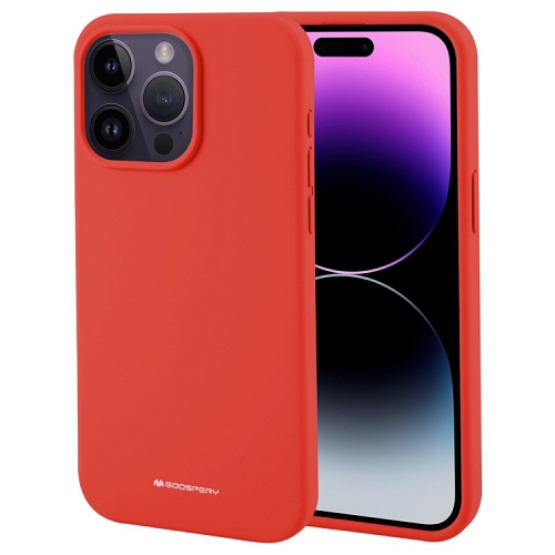 GOOSPERY  Topsave Liquid Silicone Gel Rubber Full Body Protection Cover Case for Iphone 15 Pro Max (6.7") In Red