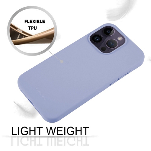 TopSave Goospery Liquid Silicone Gel Rubber Full Body Protection Cover Case For iPhone 15 Pro Max, Lavender Gray
