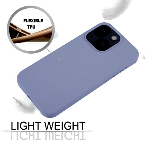 TopSave Goospery Liquid Silicone Gel Rubber Full Body Protection Cover Case For iPhone 15 Plus, Lavender Gray