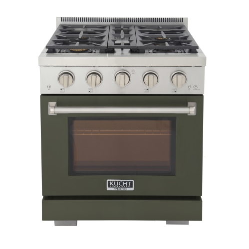 KUCHT Professional 30 in. 4.2 cu. ft. Natural Gas Range with Sealed Burners and Convection Oven in Olive Green