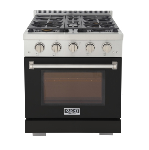 KUCHT Professional 30 in. 4.2 cu. ft. Natural Gas Range with Sealed Burners and Convection Oven in Black