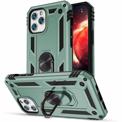 【CSmart】 Hybrid Hard Kickstand Case Cover with Magnetic Ring Holder for iPhone 15 Pro, Midnight Green