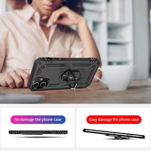 [CSmart] Étui rigide avec béquille et anneau magnétique pour iPhone 15 Pro, noir