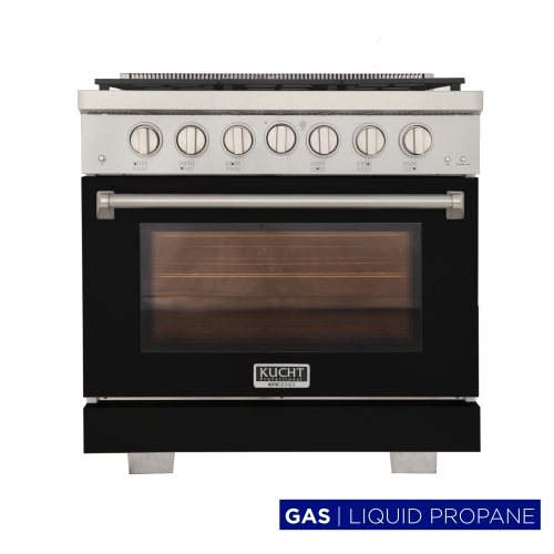 KUCHT Professional 36 po 5,2 pi3 pi. Cuisinière au gaz propane avec brûleurs scellés et four à convection noir