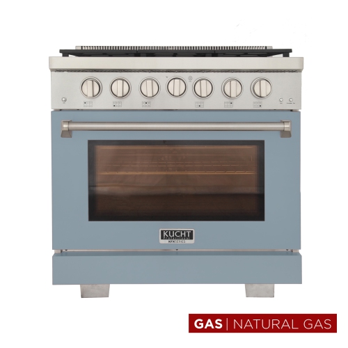 KUCHT Professional 36 in. 5.2 cu. ft. Natural Gas Range with Sealed Burners and Convection Oven in Light Blue