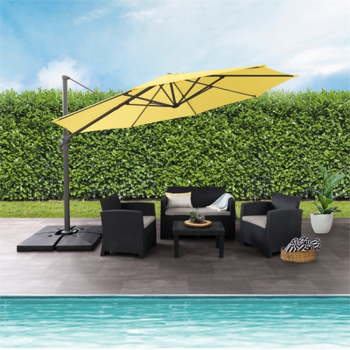 CorLiving Deluxe Full-Sized 11 ft. Circular Offset Patio Umbrella - Yellow