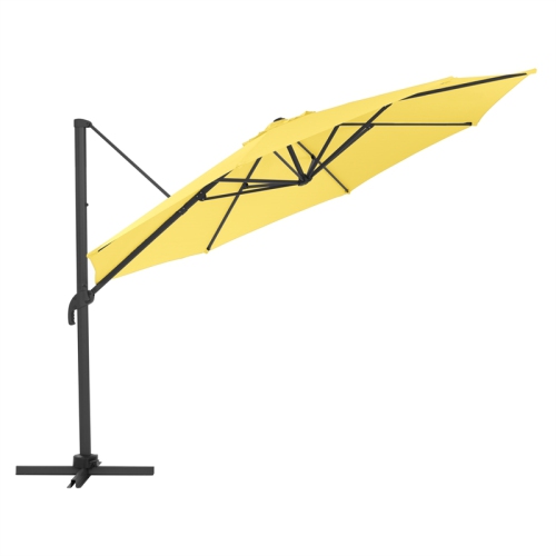 CorLiving Deluxe Full-Sized 11 ft. Circular Offset Patio Umbrella - Yellow