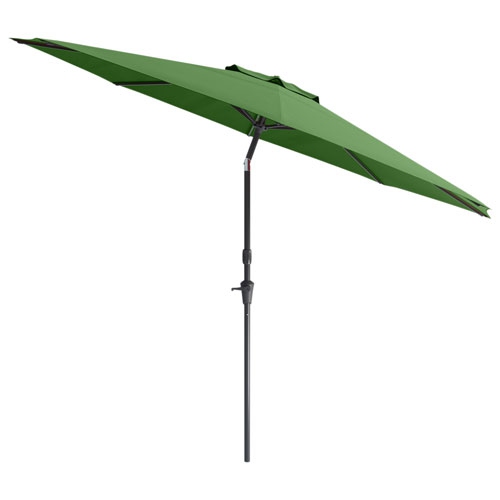 CorLiving Collapsible 10 ft. Circular Tilting Patio Umbrella - Forest Green