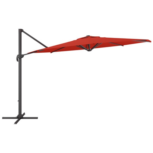 CorLiving Deluxe Full-Sized 11 ft. Circular Offset Patio Umbrella - Crimson Red