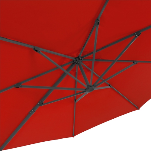 CorLiving Deluxe Full-Sized 11 ft. Circular Offset Patio Umbrella - Crimson Red