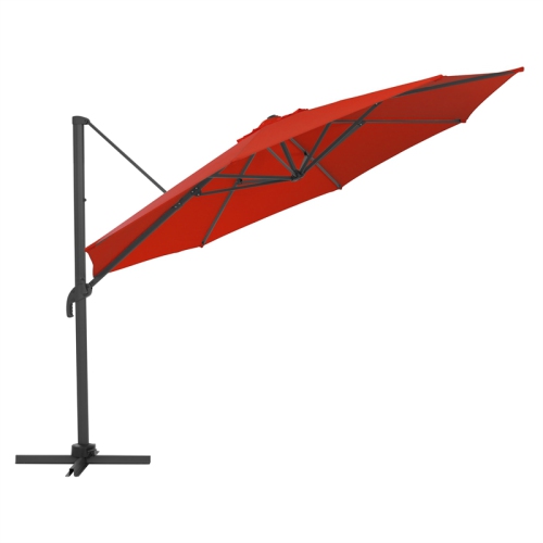 CorLiving Deluxe Full-Sized 11 ft. Circular Offset Patio Umbrella - Crimson Red
