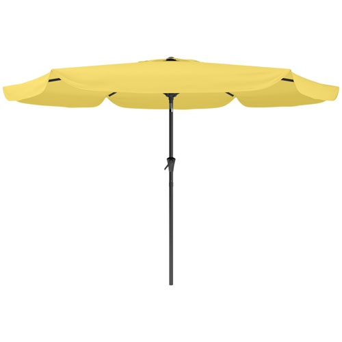 CorLiving Collapsible 10 ft. Circular Patio Umbrella - Yellow