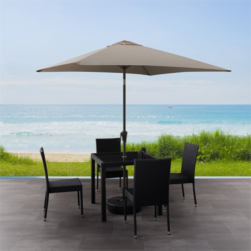 6,3 pi repliable de CorLiving. Parasol carré pour patio - Gris sable