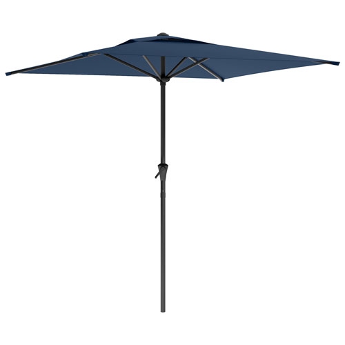 CorLiving Collapsible 6.5 ft. Square Patio Umbrella - Navy Blue