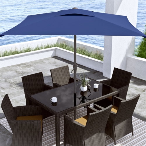 CorLiving Collapsible 6.5 ft. Square Patio Umbrella - Navy Blue