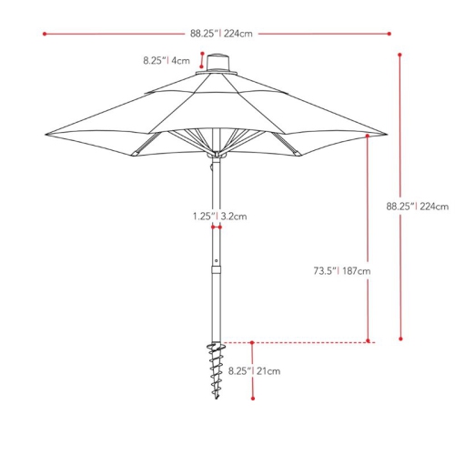 CorLiving Contemporary 7.5 ft. Deluxe Beach Umbrella - Sand Grey