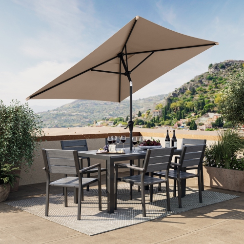 CorLiving 6.5 ft. Square Patio Umbrella - Sandy Brown