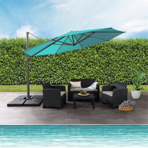 CorLiving Collapsible 11.5 ft. Deluxe Patio Umbrella - Turquoise Blue