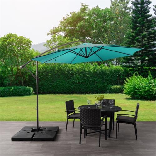 CorLiving Collapsible 11 ft. Offset Patio Umbrella - Turquoise Blue