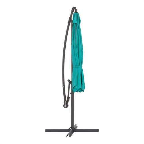 CorLiving Collapsible 11 ft. Offset Patio Umbrella - Turquoise Blue
