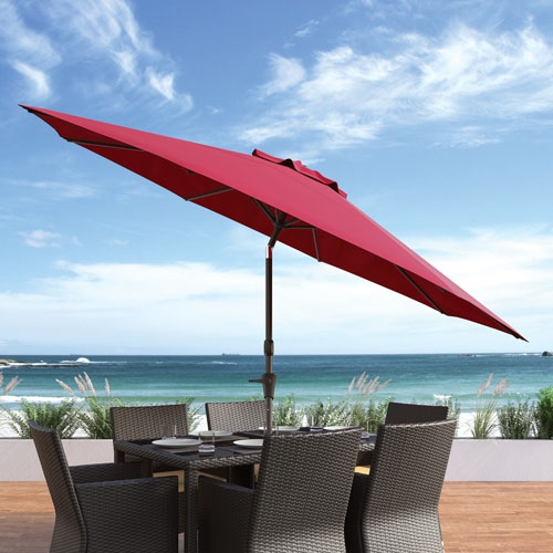 CorLiving Contemporary 10 ft. Deluxe Tilting Patio Umbrella - Wine Red