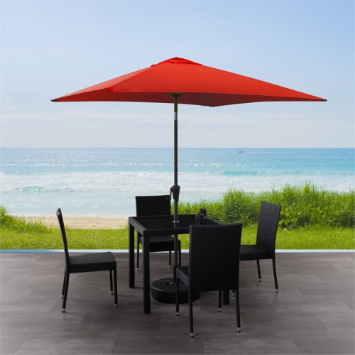 6,5&nbsp;pi repliable de CorLiving. Parasol carré pour patio - Cramoisi