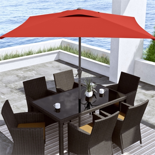 6,5&nbsp;pi repliable de CorLiving. Parasol carré pour patio - Cramoisi